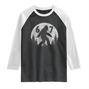 Funny Bigfoot 67 Night Stroll Moon Sasquatch Raglan Shirt TS11 Black White Print Your Wear