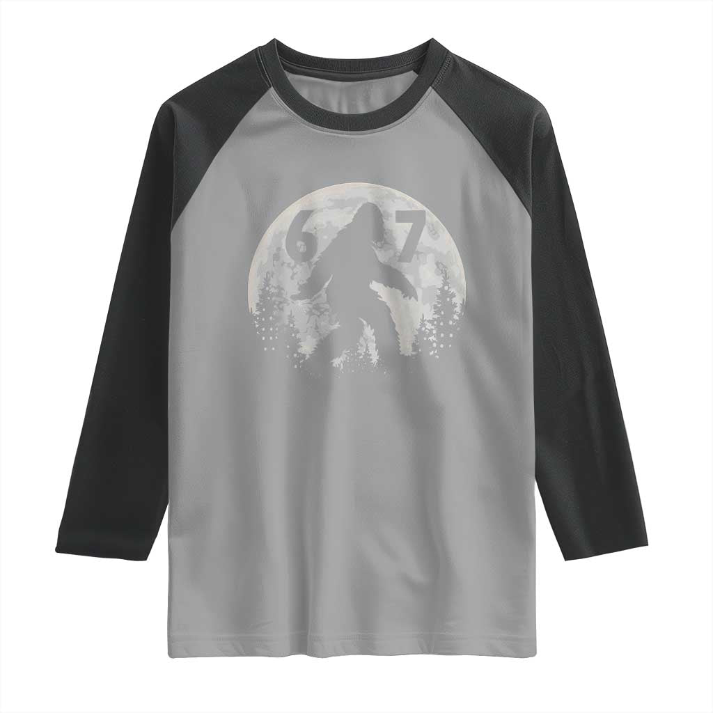 Funny Bigfoot 67 Night Stroll Moon Sasquatch Raglan Shirt TS11 Sport Gray Black Print Your Wear