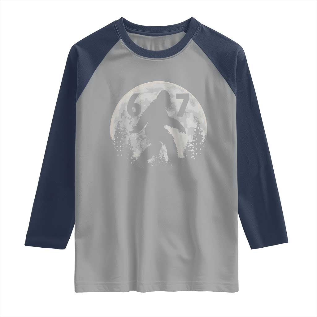 Funny Bigfoot 67 Night Stroll Moon Sasquatch Raglan Shirt TS11 Sport Gray Navy Print Your Wear