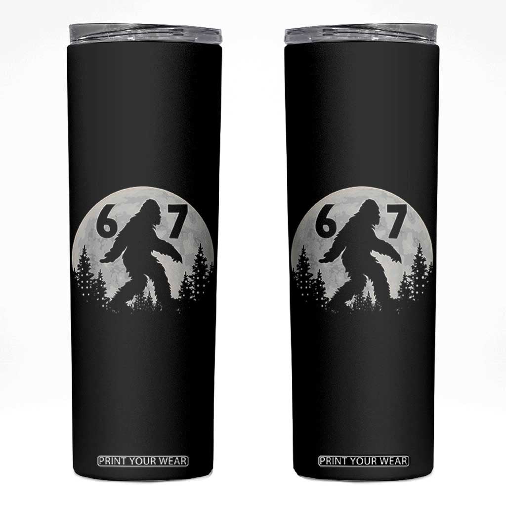 Funny Bigfoot 67 Night Stroll Moon Sasquatch Skinny Tumbler TS11 Black Print Your Wear