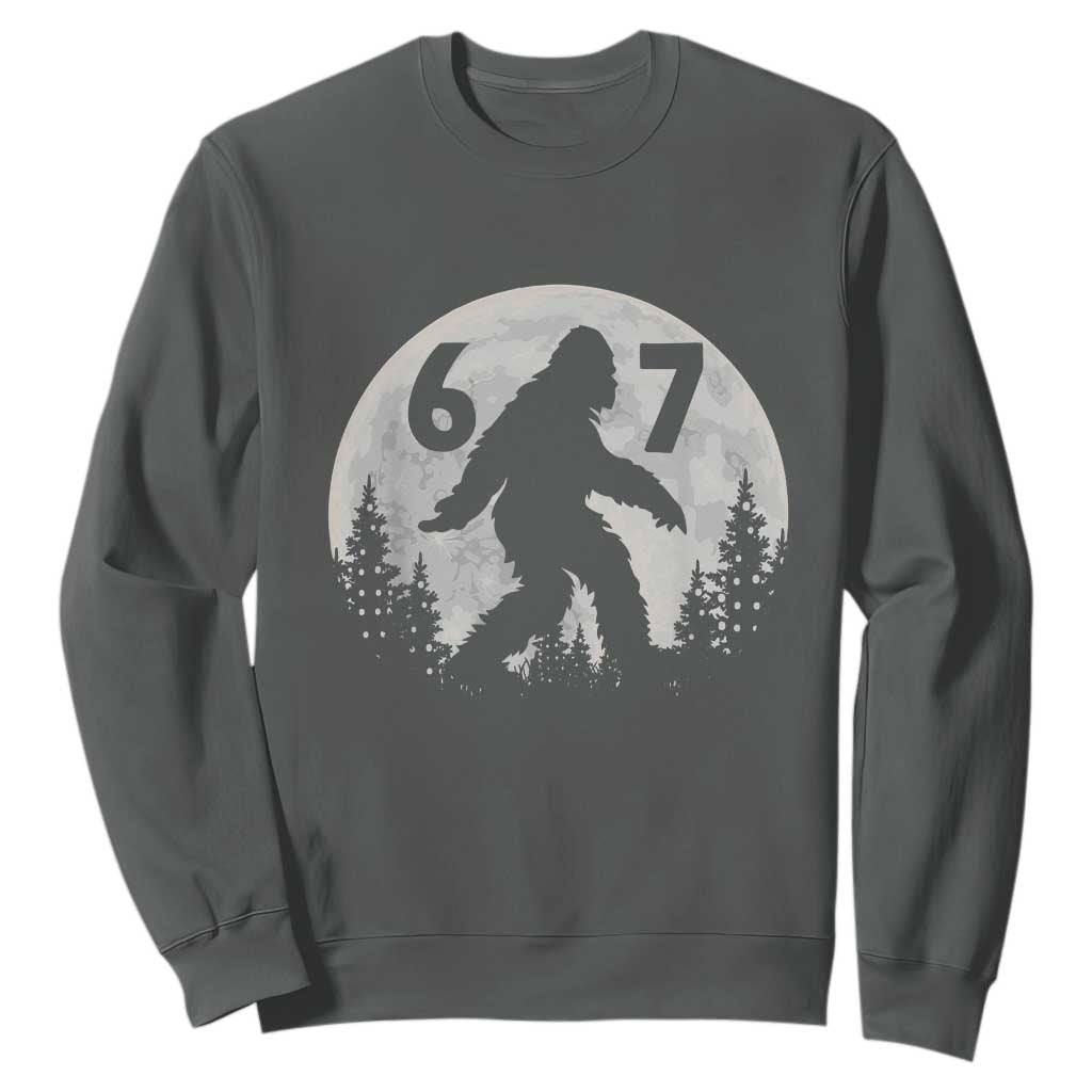Funny Bigfoot 67 Night Stroll Moon Sasquatch Sweatshirt TS11 Dark Heather Print Your Wear