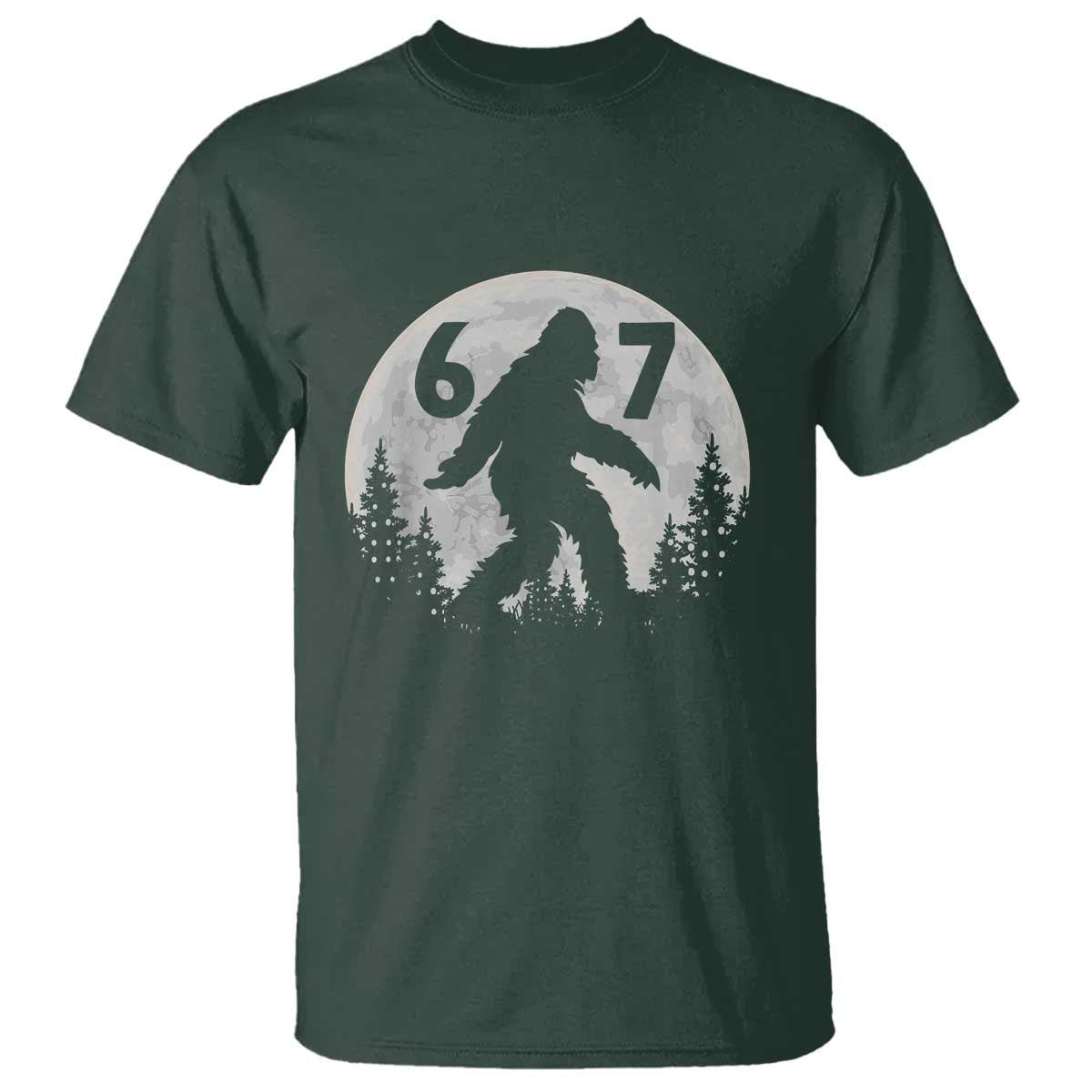 Funny Bigfoot 67 Night Stroll Moon Sasquatch T Shirt TS11 Dark Forest Green Print Your Wear