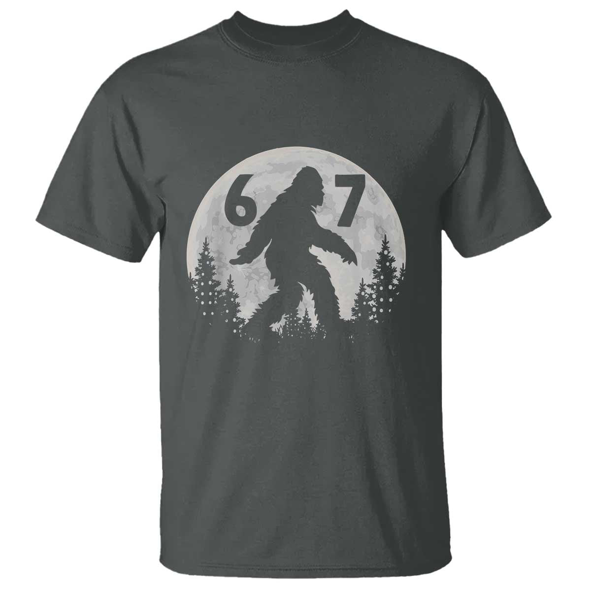 Funny Bigfoot 67 Night Stroll Moon Sasquatch T Shirt TS11 Dark Heather Print Your Wear