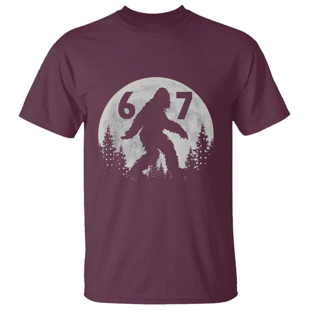 Funny Bigfoot 67 Night Stroll Moon Sasquatch T Shirt TS11 Maroon Print Your Wear