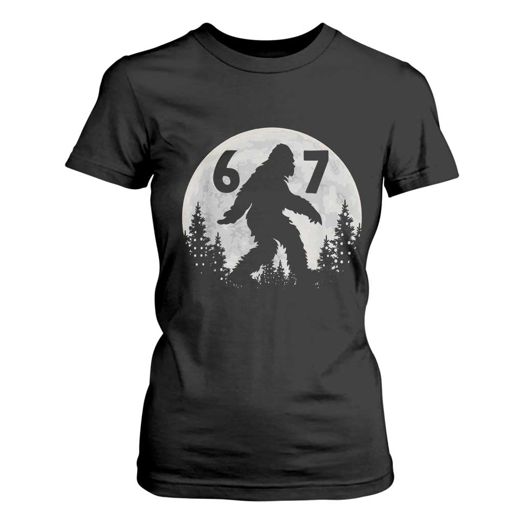 Funny Bigfoot 67 Night Stroll Moon Sasquatch T Shirt For Women TS11 Black Print Your Wear
