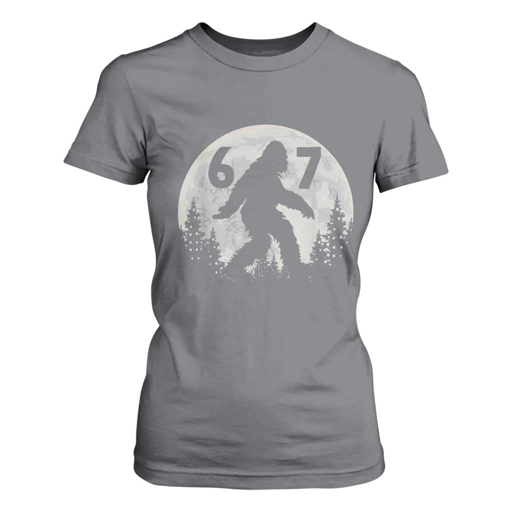 Funny Bigfoot 67 Night Stroll Moon Sasquatch T Shirt For Women TS11 Charcoal Print Your Wear