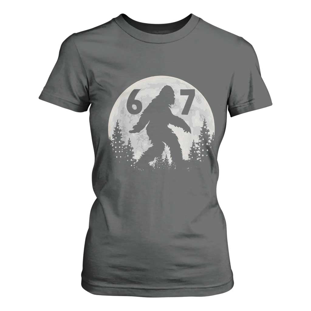 Funny Bigfoot 67 Night Stroll Moon Sasquatch T Shirt For Women TS11 Dark Heather Print Your Wear