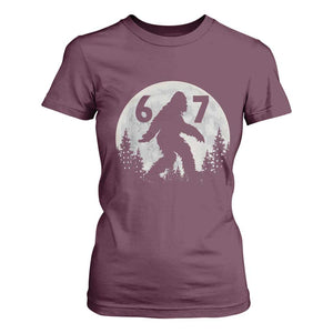 Funny Bigfoot 67 Night Stroll Moon Sasquatch T Shirt For Women TS11 Maroon Print Your Wear