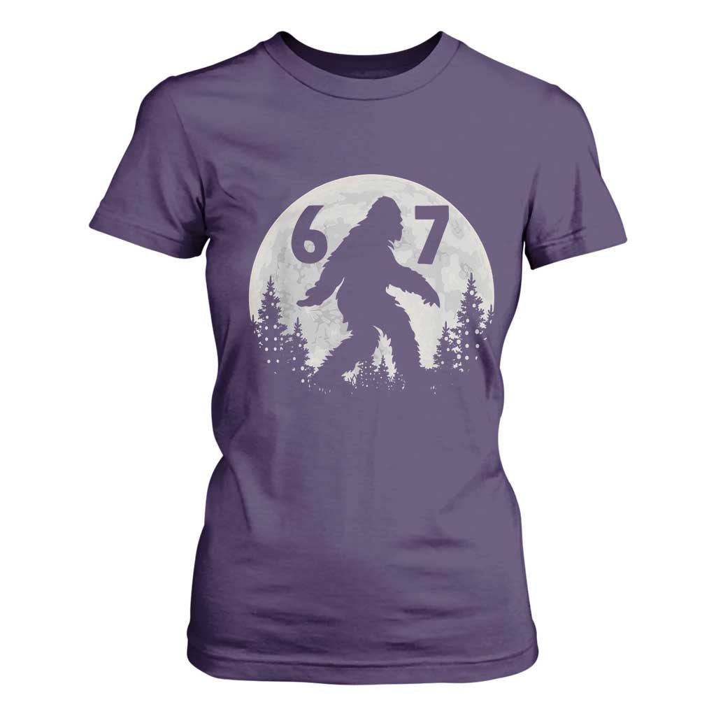 Funny Bigfoot 67 Night Stroll Moon Sasquatch T Shirt For Women TS11 Purple Print Your Wear