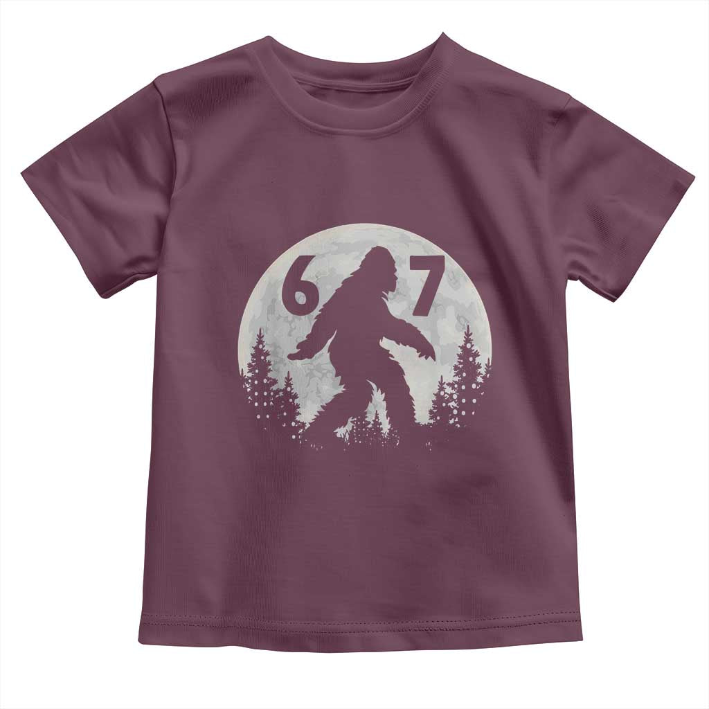 Funny Bigfoot 67 Night Stroll Moon Sasquatch Toddler T Shirt TS11 Maroon Print Your Wear