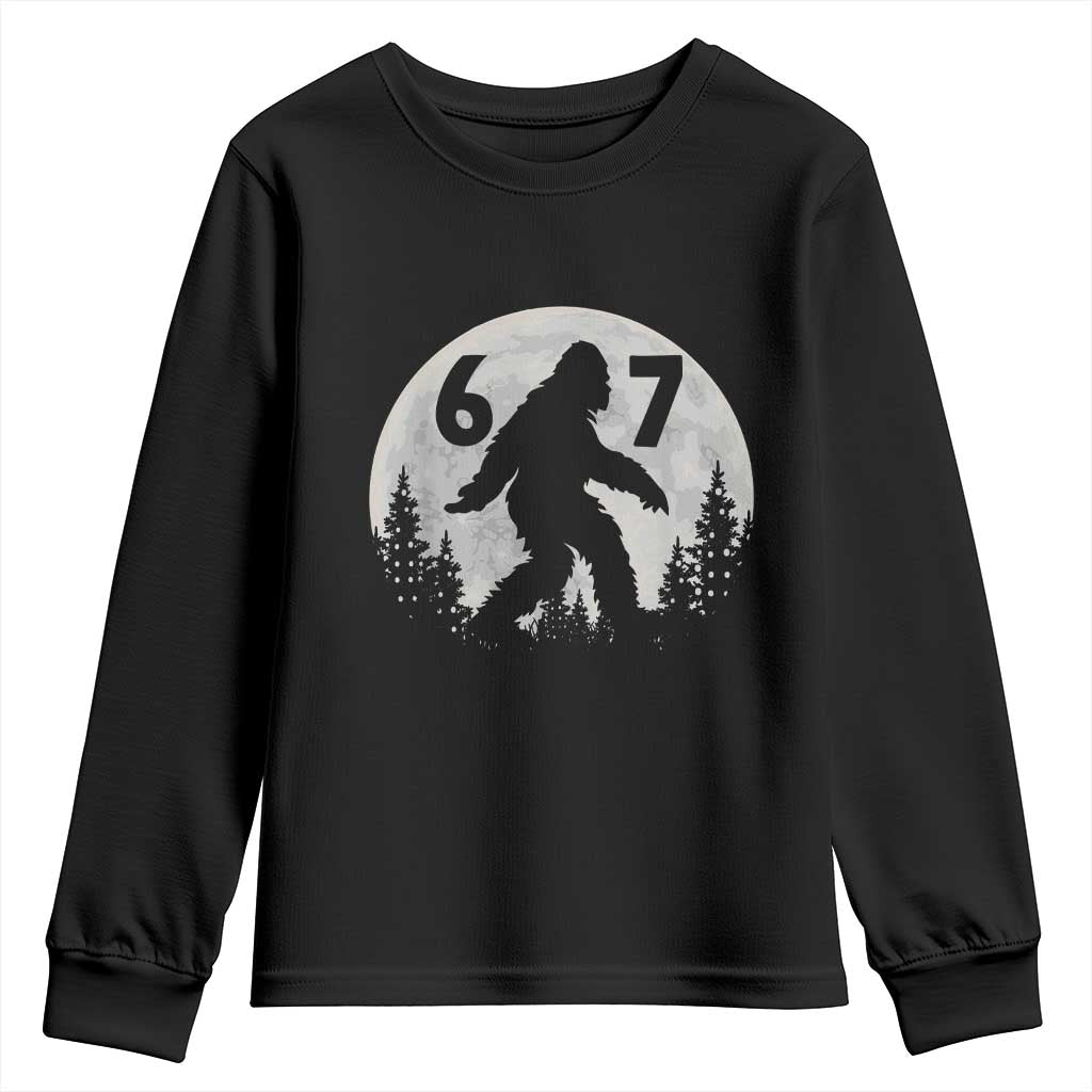 Funny Bigfoot 67 Night Stroll Moon Sasquatch Youth Sweatshirt TS11 Black Print Your Wear