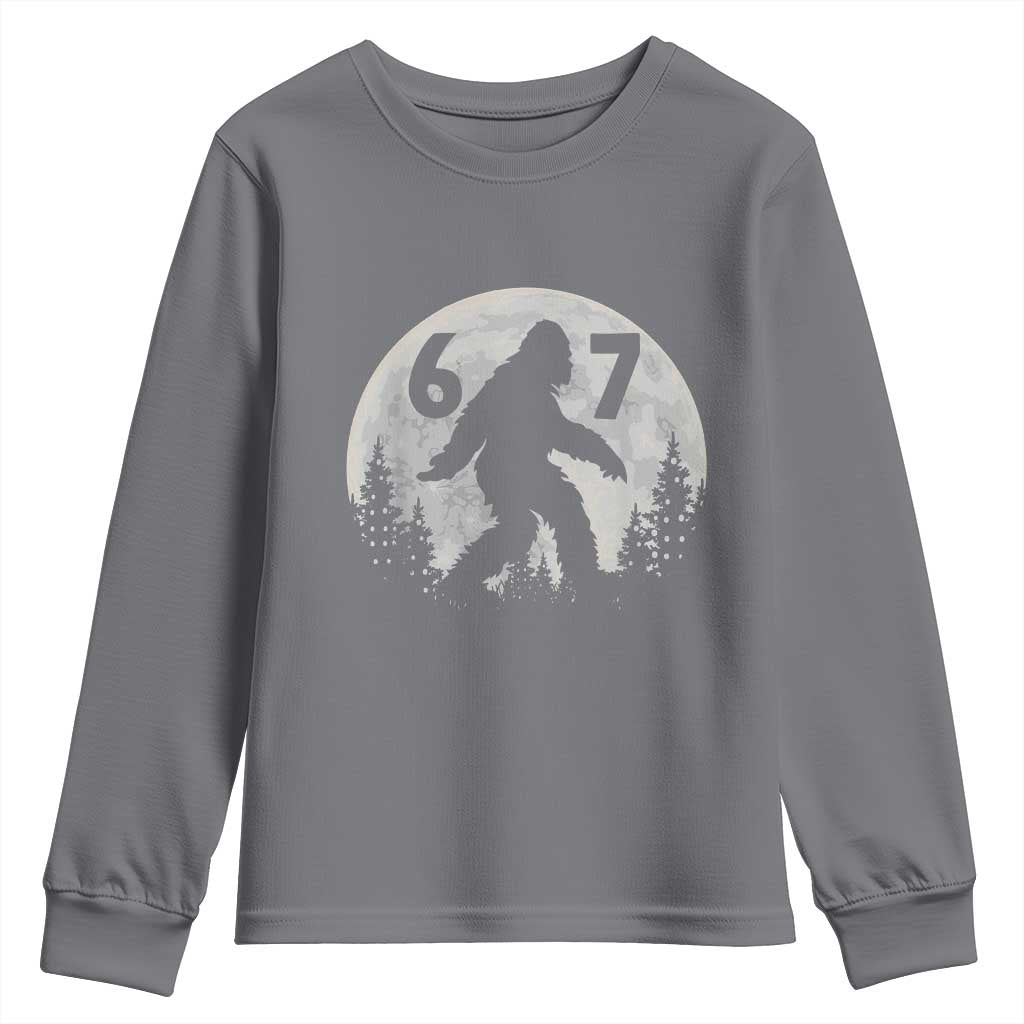 Funny Bigfoot 67 Night Stroll Moon Sasquatch Youth Sweatshirt TS11 Charcoal Print Your Wear