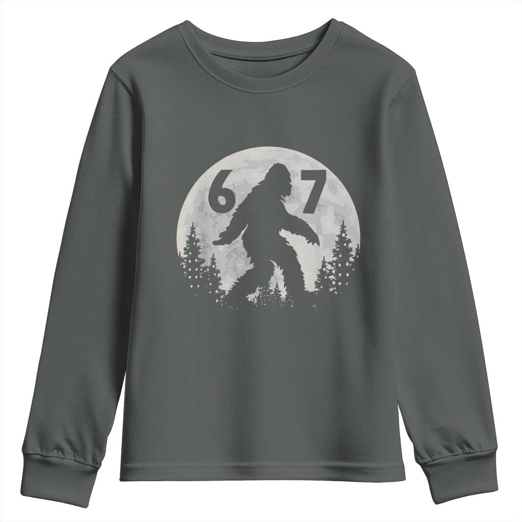 Funny Bigfoot 67 Night Stroll Moon Sasquatch Youth Sweatshirt TS11 Dark Heather Print Your Wear