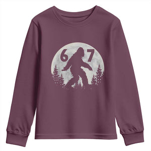 Funny Bigfoot 67 Night Stroll Moon Sasquatch Youth Sweatshirt TS11 Maroon Print Your Wear