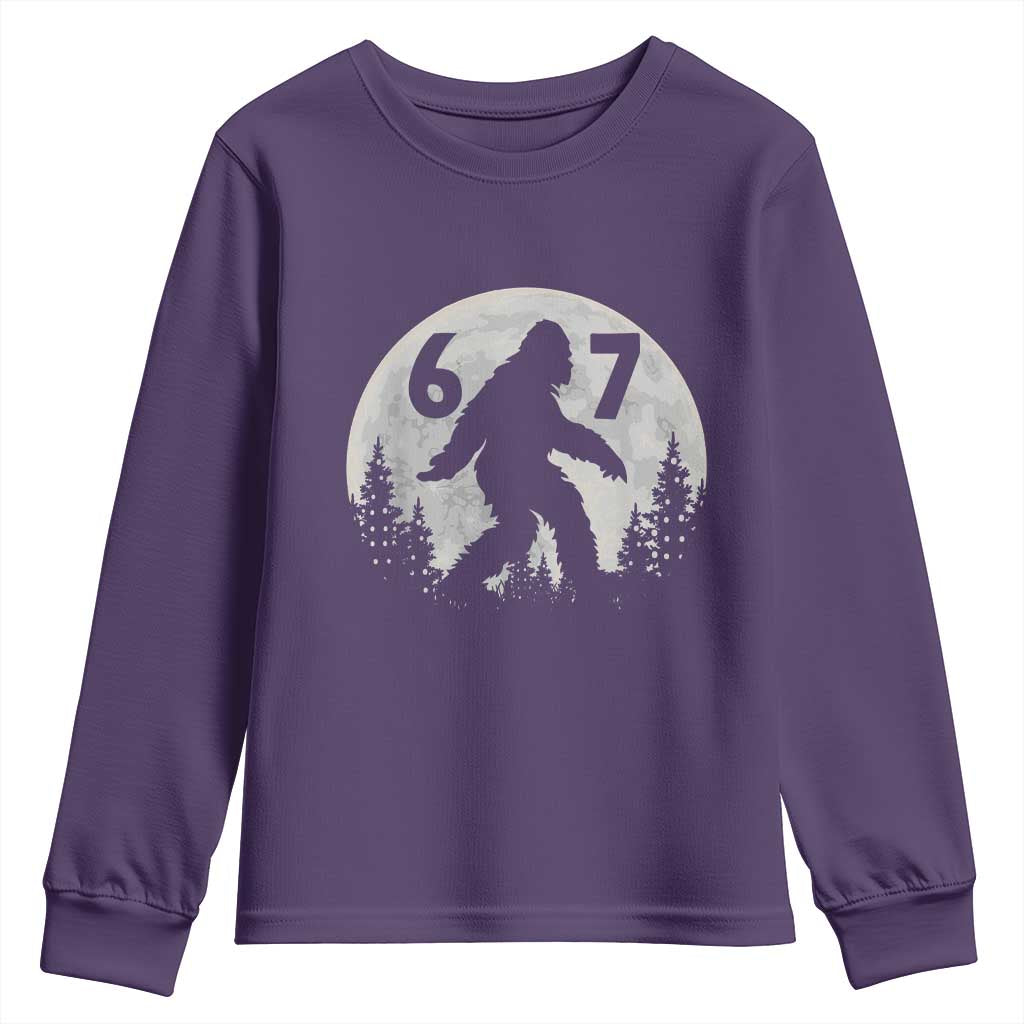 Funny Bigfoot 67 Night Stroll Moon Sasquatch Youth Sweatshirt TS11 Purple Print Your Wear