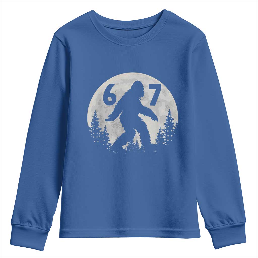 Funny Bigfoot 67 Night Stroll Moon Sasquatch Youth Sweatshirt TS11 Royal Blue Print Your Wear
