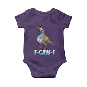 Funny F Caw F Quail Baby Onesie Cartoon Quail Bird Poultry Humor TS11 Purple Print Your Wear