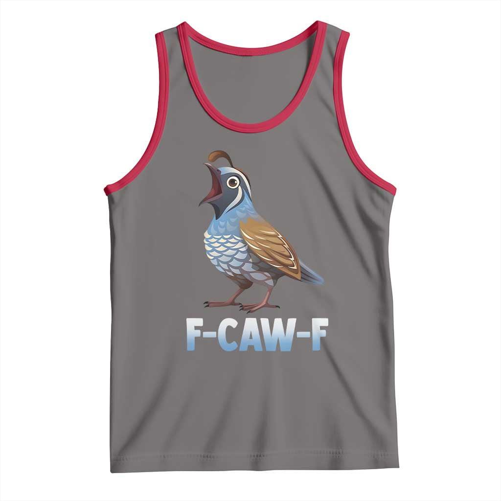 Funny F Caw F Quail Tank Top Cartoon Quail Bird Poultry Humor TS11 Deep Heather Red Print Your Wear