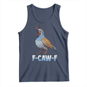 Funny F Caw F Quail Tank Top Cartoon Quail Bird Poultry Humor TS11 Navy Print Your Wear