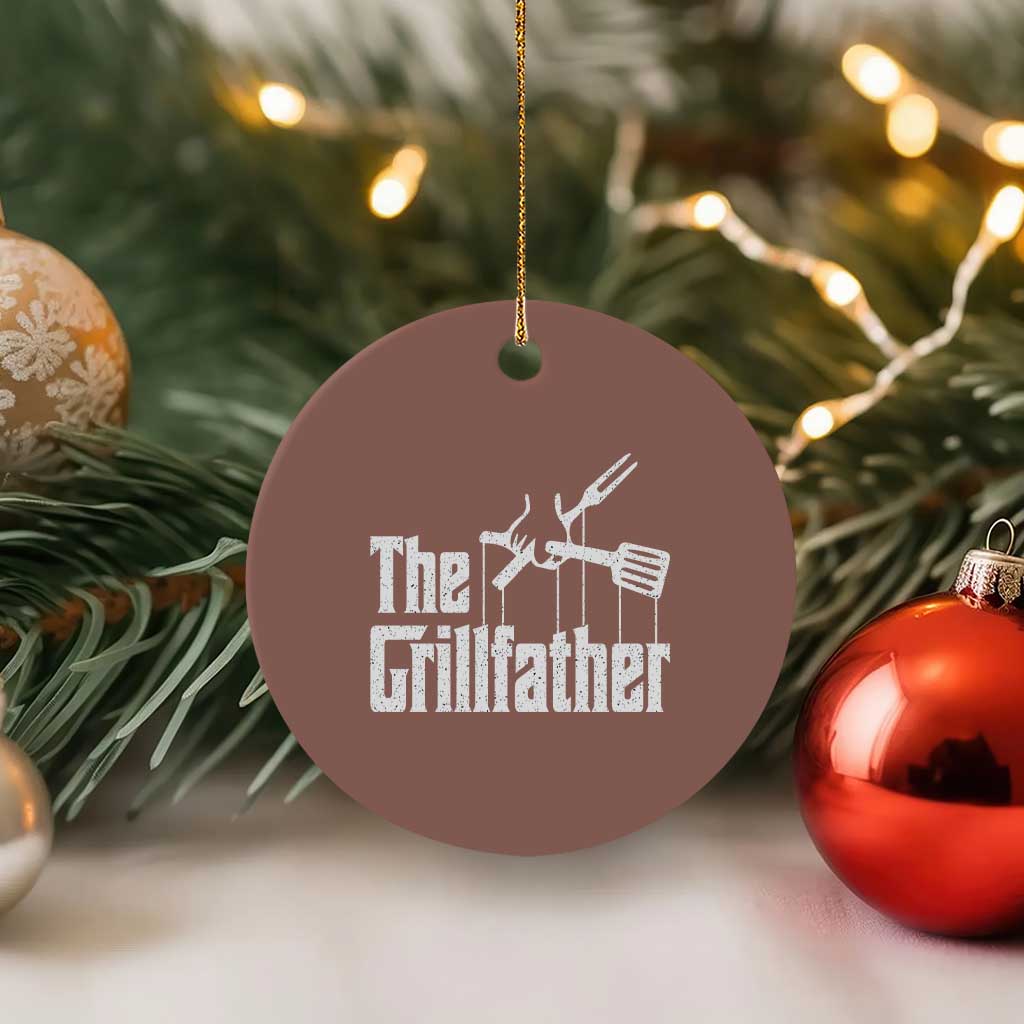 Funny BBQ Grilling Ceramic Ornament The Grillfather Vintage Father's Day TS11 1pc Mocha Print Your Wear