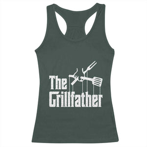 Funny BBQ Grilling Racerback Tank Top The Grillfather Vintage Father's Day TS11 Dark Forest Green Print Your Wear
