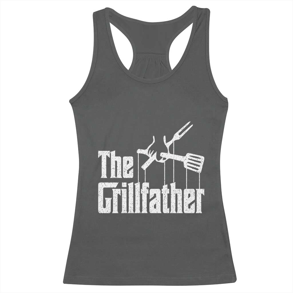 Funny BBQ Grilling Racerback Tank Top The Grillfather Vintage Father's Day TS11 Dark Heather Print Your Wear
