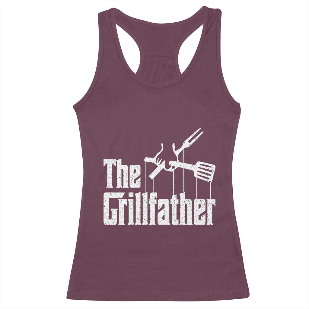 Funny BBQ Grilling Racerback Tank Top The Grillfather Vintage Father's Day TS11 Maroon Print Your Wear