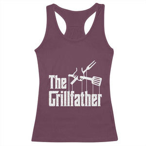 Funny BBQ Grilling Racerback Tank Top The Grillfather Vintage Father's Day TS11 Maroon Print Your Wear