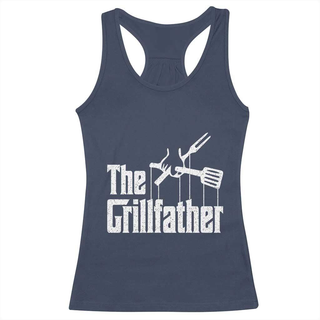 Funny BBQ Grilling Racerback Tank Top The Grillfather Vintage Father's Day TS11 Navy Print Your Wear