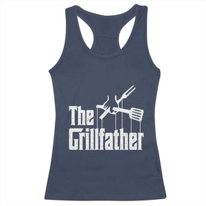 Funny BBQ Grilling Racerback Tank Top The Grillfather Vintage Father's Day TS11 Navy Print Your Wear