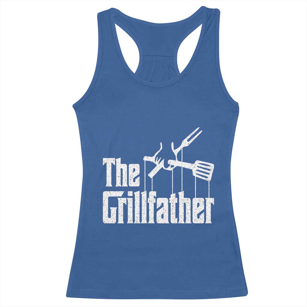 Funny BBQ Grilling Racerback Tank Top The Grillfather Vintage Father's Day TS11 Royal Blue Print Your Wear
