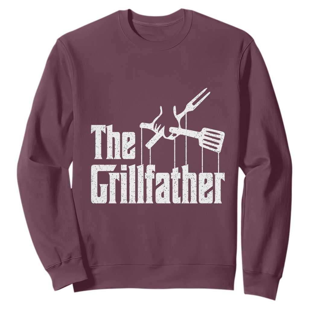 Funny BBQ Grilling Sweatshirt The Grillfather Vintage Father's Day TS11 Maroon Print Your Wear
