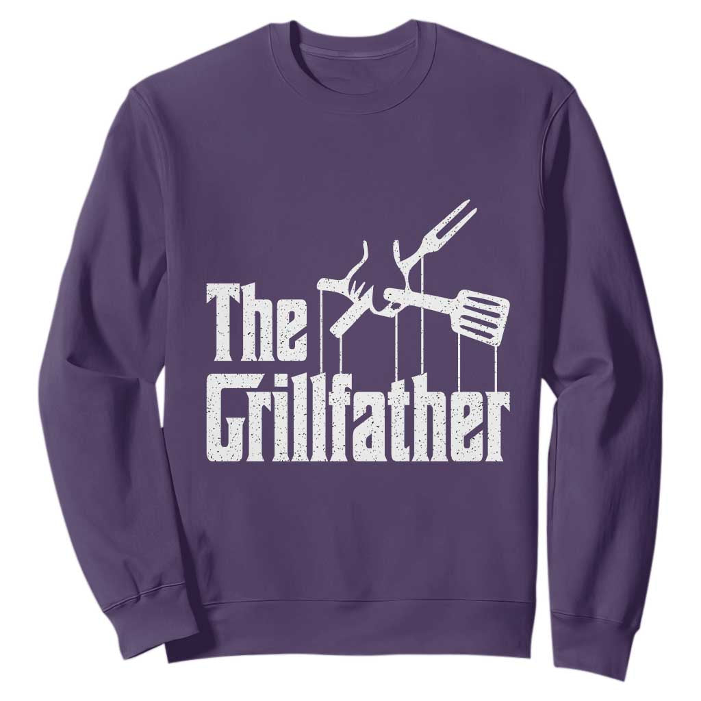 Funny BBQ Grilling Sweatshirt The Grillfather Vintage Father's Day TS11 Purple Print Your Wear