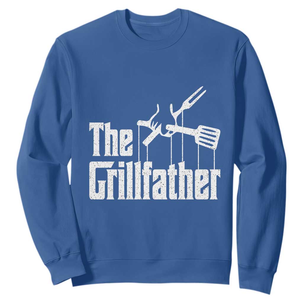 Funny BBQ Grilling Sweatshirt The Grillfather Vintage Father's Day TS11 Royal Blue Print Your Wear