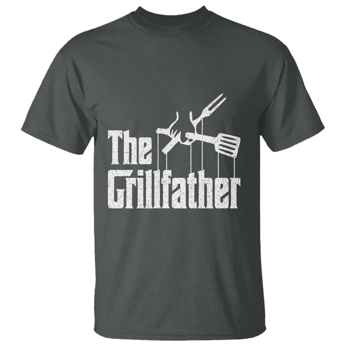 Funny BBQ Grilling T Shirt The Grillfather Vintage Father's Day TS11 Dark Heather Print Your Wear