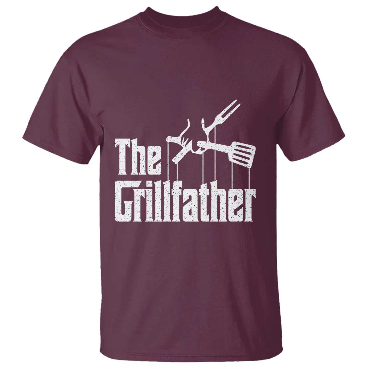 Funny BBQ Grilling T Shirt The Grillfather Vintage Father's Day TS11 Maroon Print Your Wear
