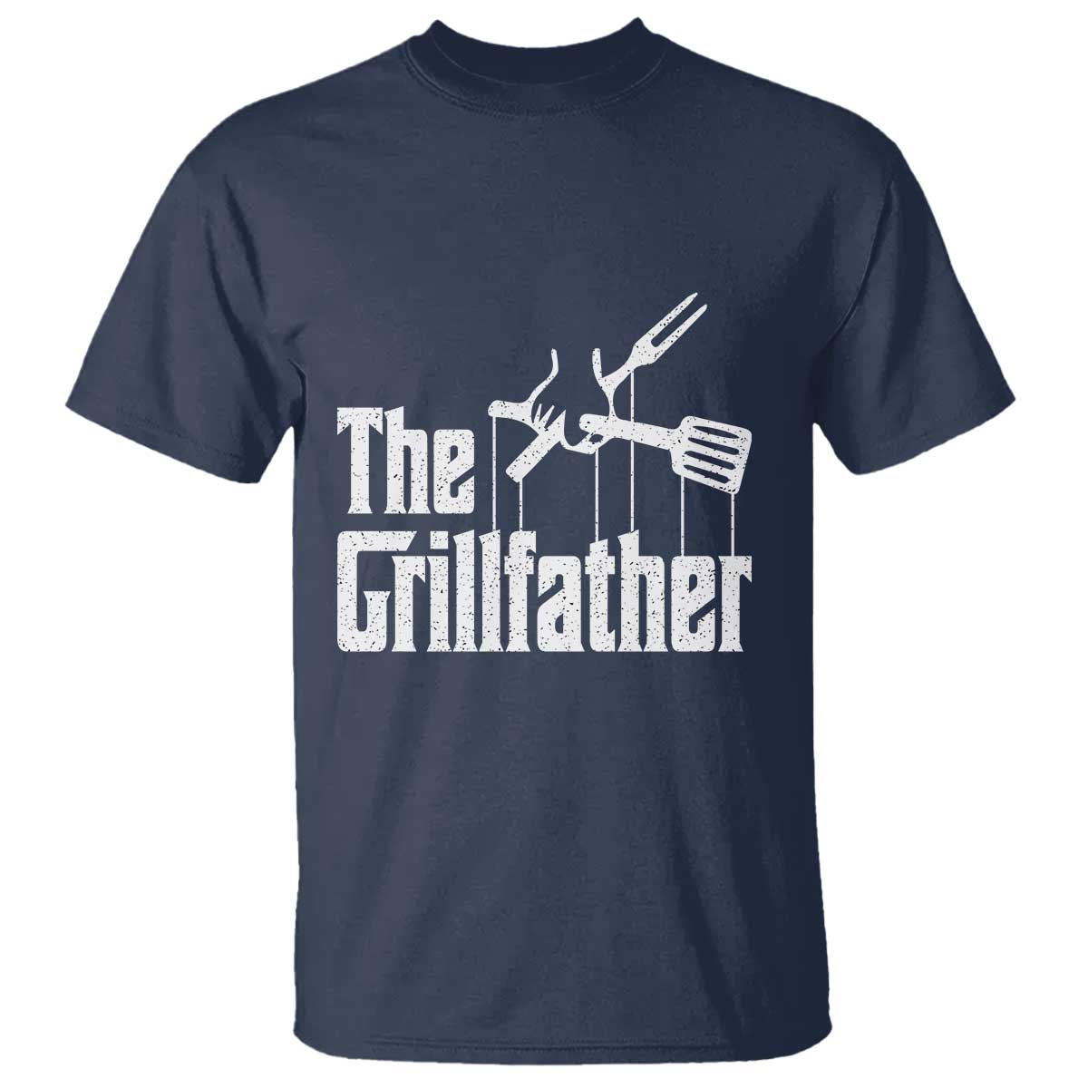 Funny BBQ Grilling T Shirt The Grillfather Vintage Father's Day TS11 Navy Print Your Wear