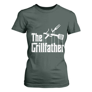 Funny BBQ Grilling T Shirt For Women The Grillfather Vintage Father's Day TS11 Dark Forest Green Print Your Wear
