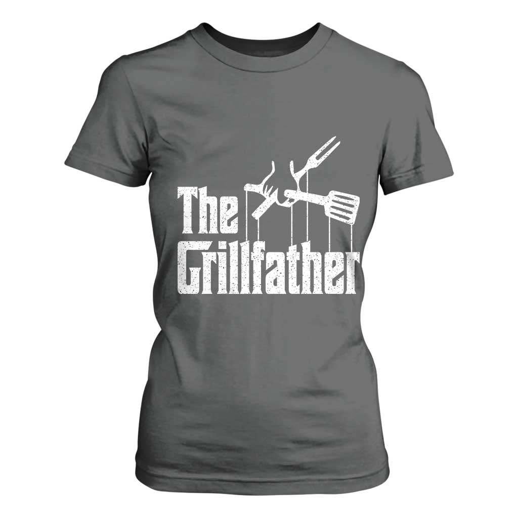 Funny BBQ Grilling T Shirt For Women The Grillfather Vintage Father's Day TS11 Dark Heather Print Your Wear