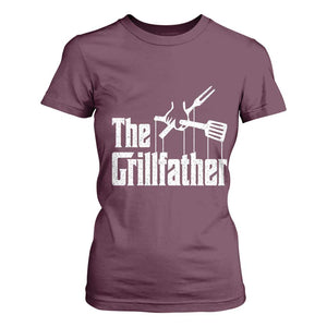 Funny BBQ Grilling T Shirt For Women The Grillfather Vintage Father's Day TS11 Maroon Print Your Wear