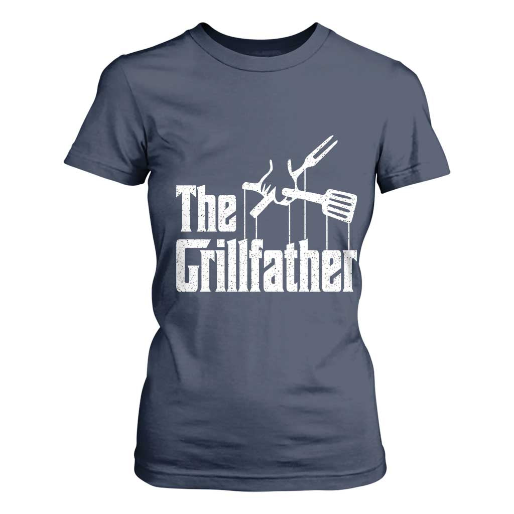 Funny BBQ Grilling T Shirt For Women The Grillfather Vintage Father's Day TS11 Navy Print Your Wear