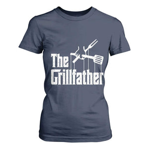 Funny BBQ Grilling T Shirt For Women The Grillfather Vintage Father's Day TS11 Navy Print Your Wear