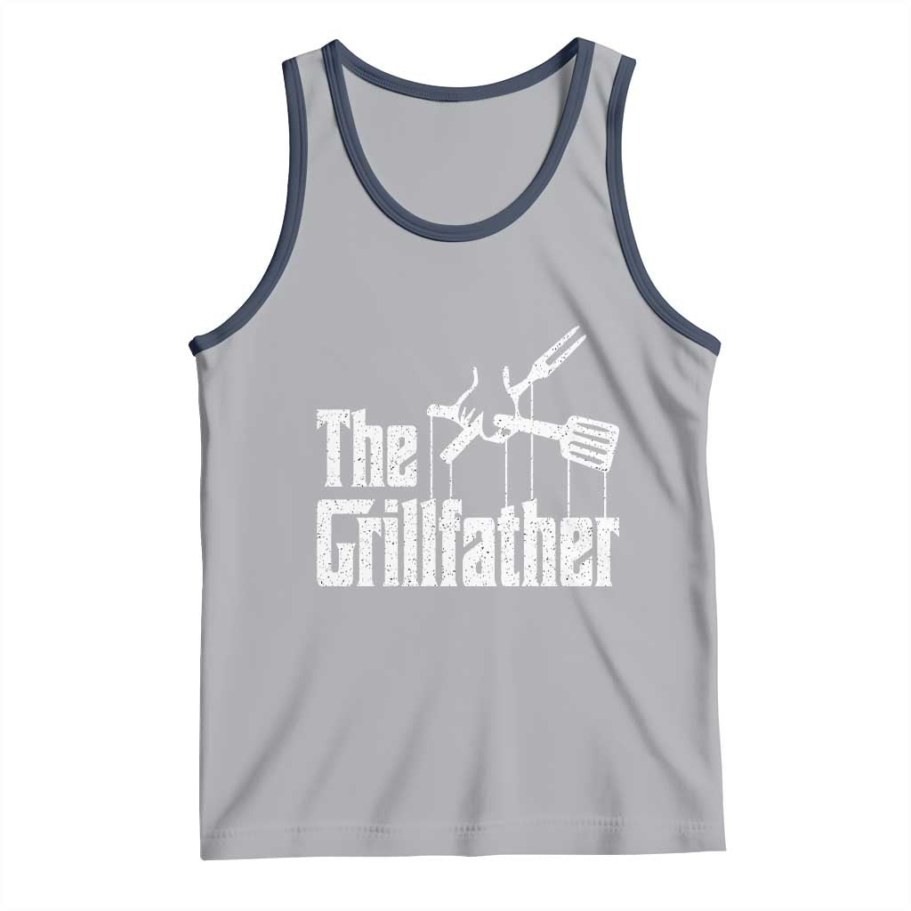 Funny BBQ Grilling Tank Top The Grillfather Vintage Father's Day TS11 Athletic Heather Navy Print Your Wear