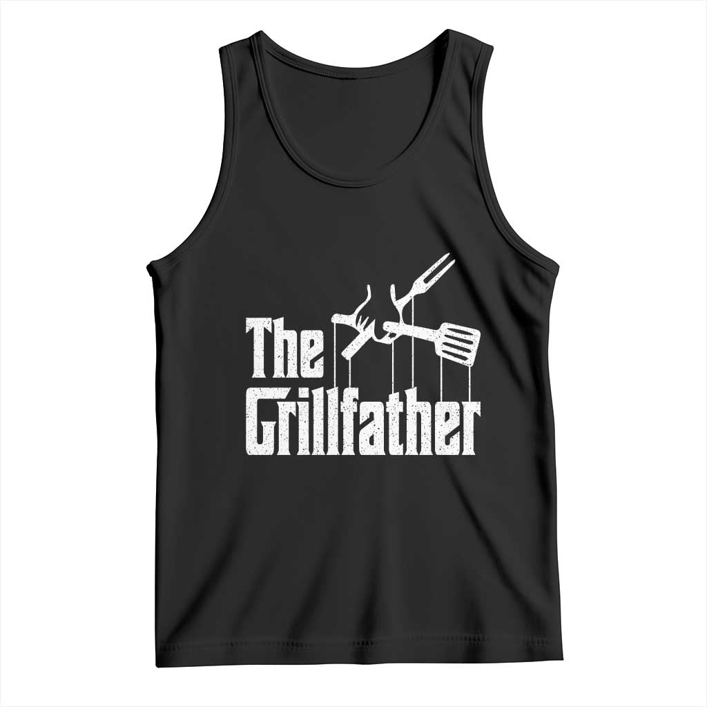 Funny BBQ Grilling Tank Top The Grillfather Vintage Father's Day TS11 Black Print Your Wear