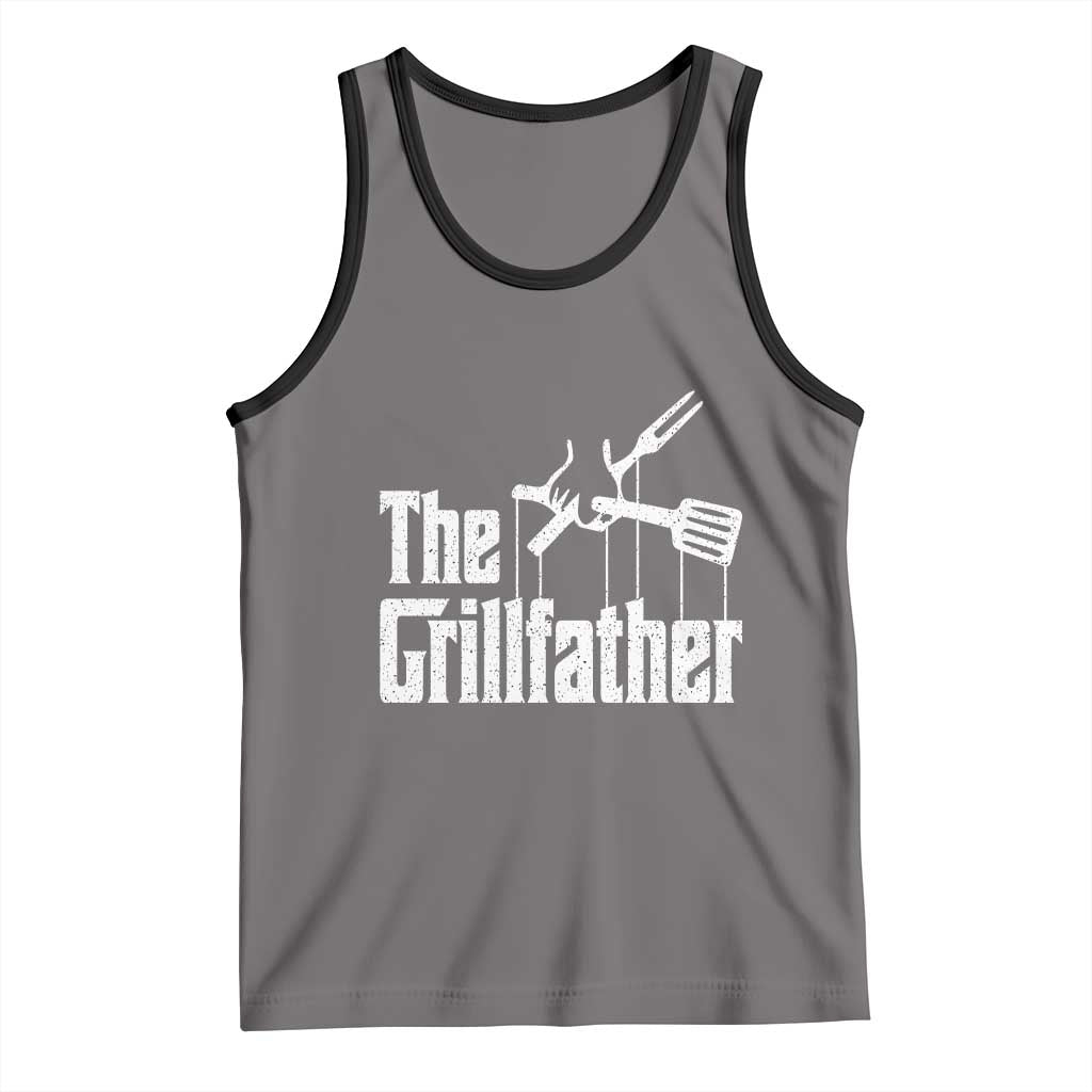 Funny BBQ Grilling Tank Top The Grillfather Vintage Father's Day TS11 Deep Heather Black Print Your Wear
