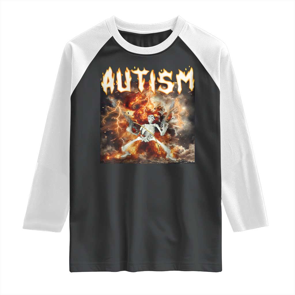 Funny Autism Skeleton Meme Raglan Shirt Oddly Specific Dank Meme TS11 Black White Print Your Wear