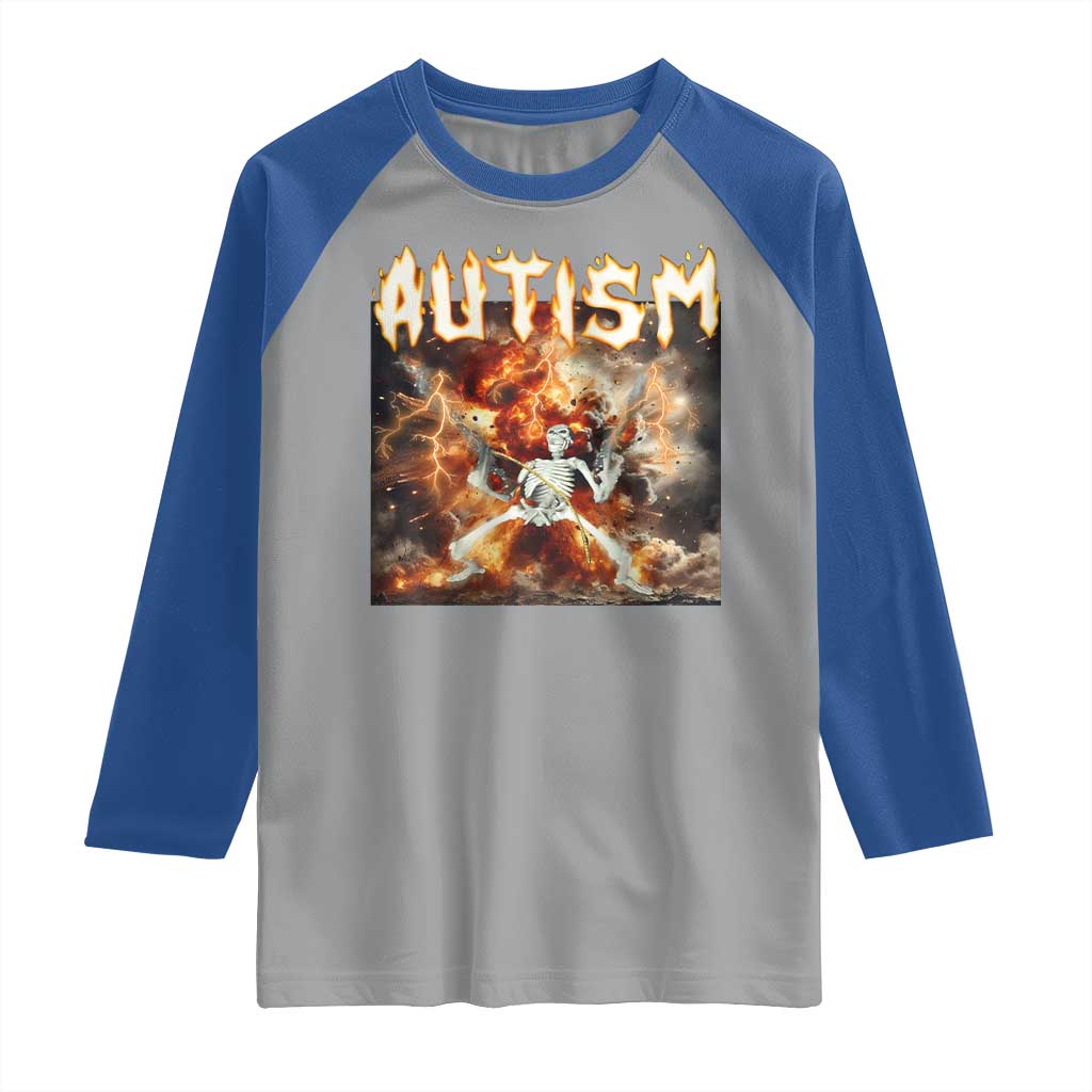 Funny Autism Skeleton Meme Raglan Shirt Oddly Specific Dank Meme TS11 Sport Gray Royal Print Your Wear