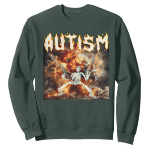 Funny Autism Skeleton Meme Sweatshirt Oddly Specific Dank Meme TS11 Dark Forest Green Print Your Wear