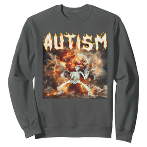 Funny Autism Skeleton Meme Sweatshirt Oddly Specific Dank Meme TS11 Dark Heather Print Your Wear