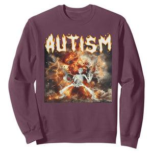 Funny Autism Skeleton Meme Sweatshirt Oddly Specific Dank Meme TS11 Maroon Print Your Wear
